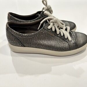 Ecco Soft Comfort Lace Up Sneaker Shoes Grey Metallic EU38 Womens 7 Walk Casual